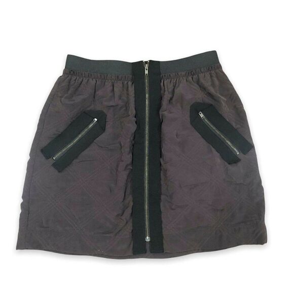 Leifnotes Anthropologie Size 2‎ Gray Quilted High Waist Zip Front Mini Skirt - Picture 1 of 12